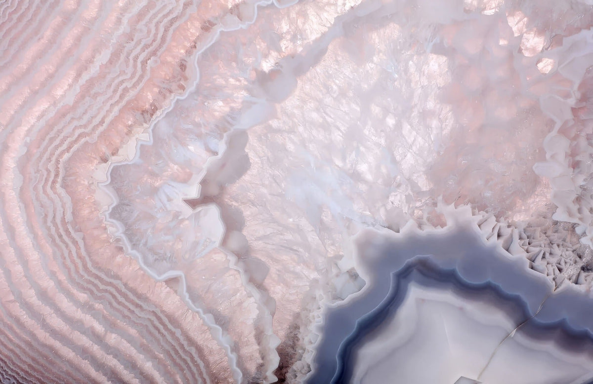 Rose Pink Geode Wall Mural in your room — zoomed