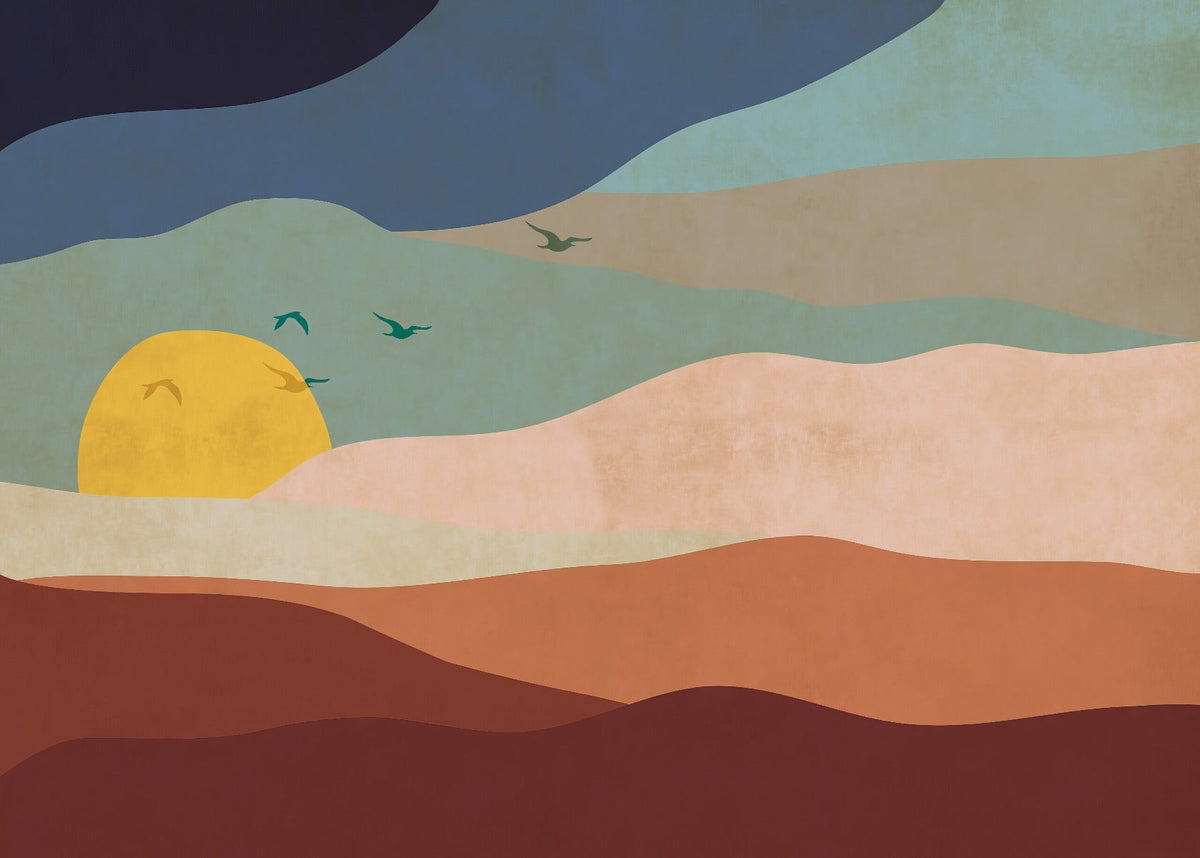 Abstract Sunrise Wallpaper Mural in your room — zoomed