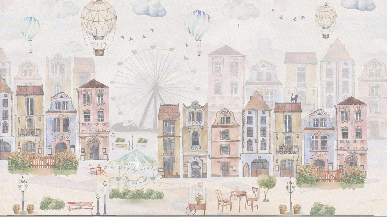 Watercolor Old City Kids Wallpaper