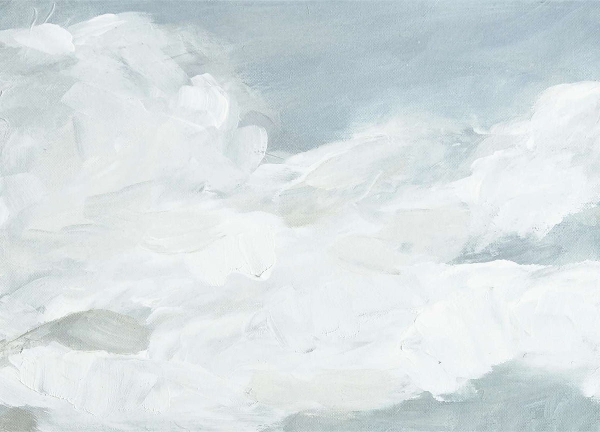 Watercolour Clouds Wall Mural in your room — zoomed