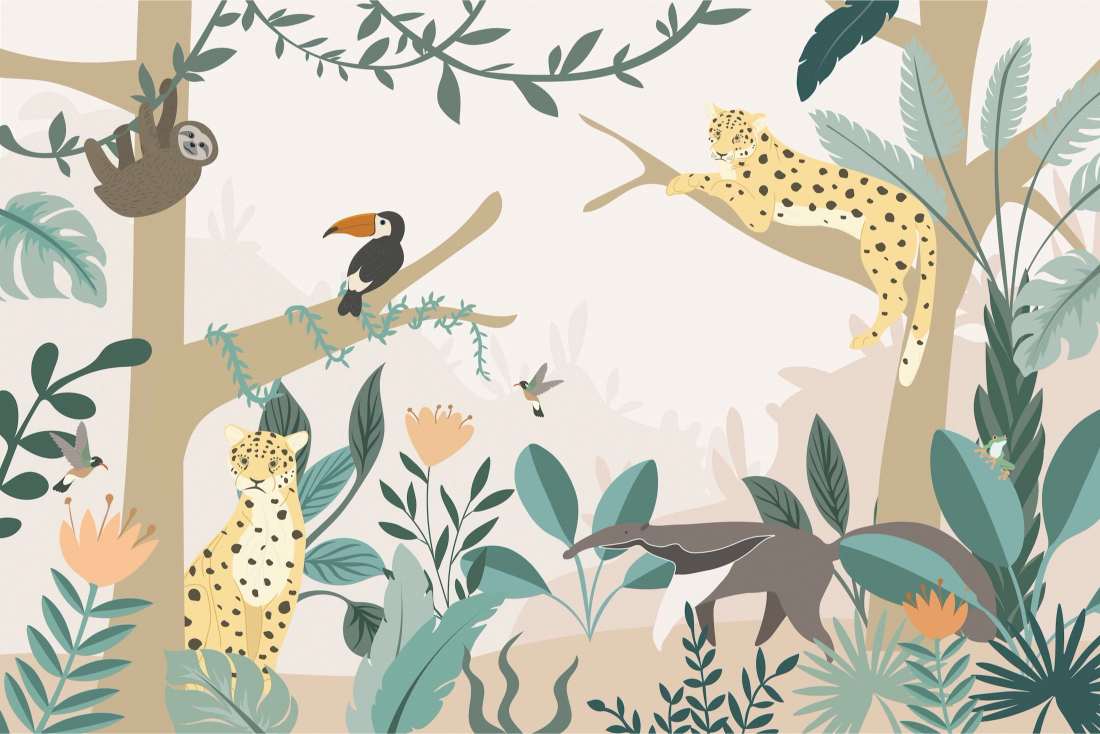 Kids Jungle Animal Wallpaper Mural