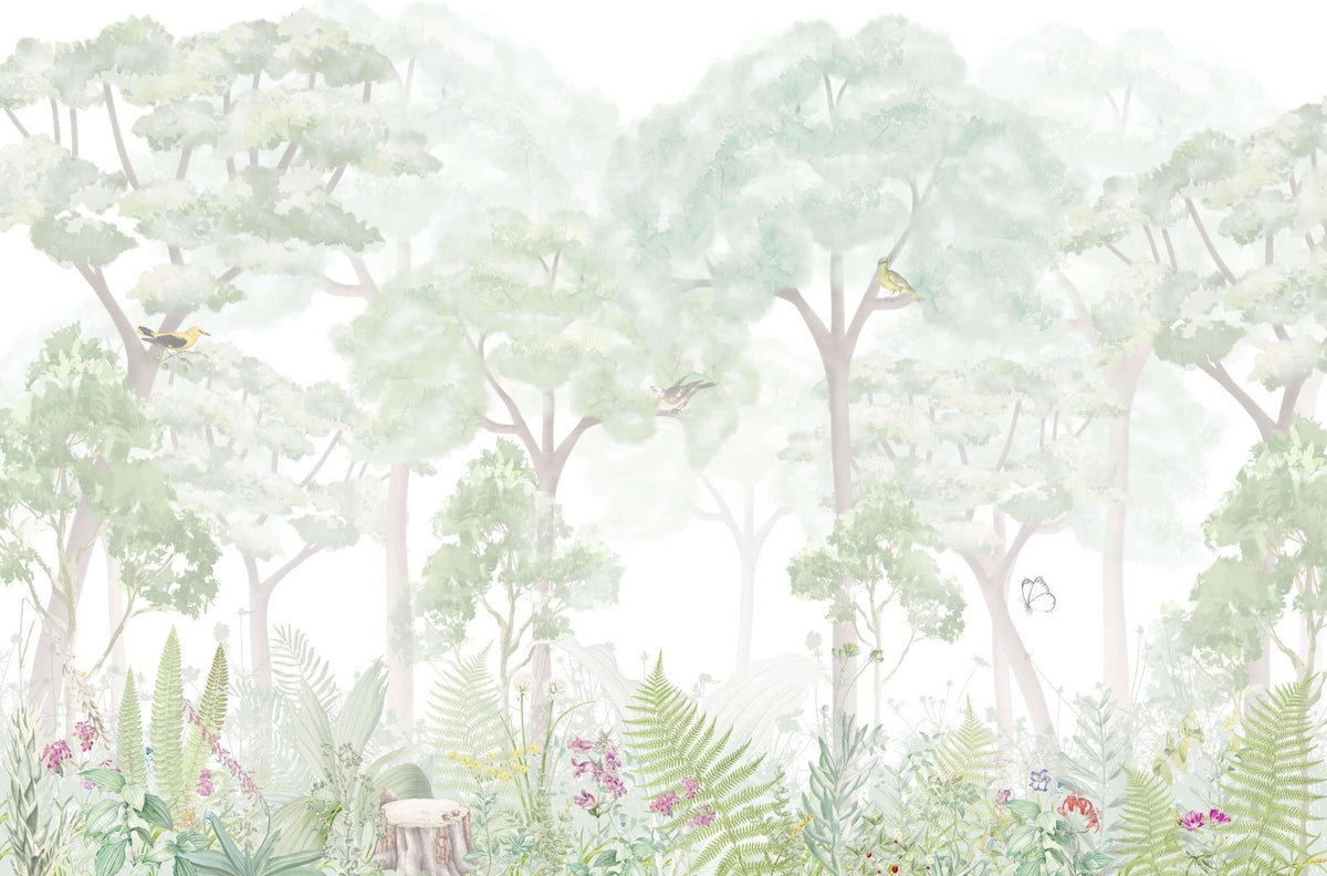 Fantasy Forest Nursery Wallpaper Mural in your room — zoomed