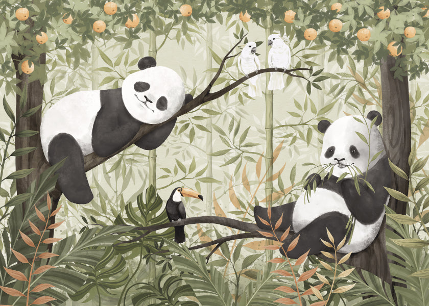 Peaceful Panda Canopy Wall Mural in your room — zoomed