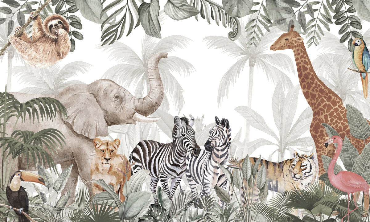 Animal Forest Wall Mural in your room — zoomed