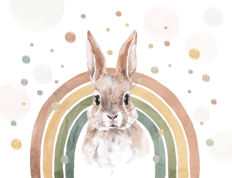 Rainbow Rabbit Nursery Wall Mural