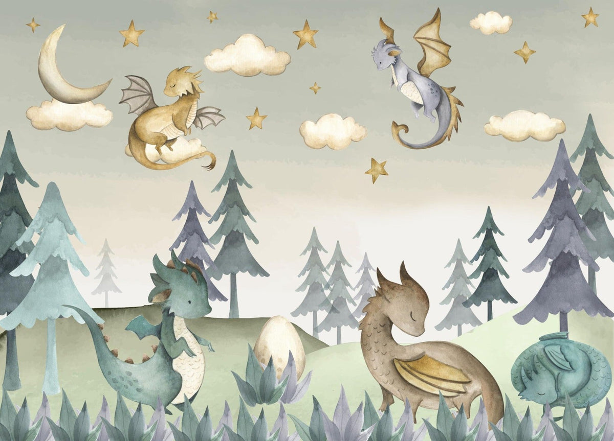 Enchanted Dragon Wall Mural in your room — zoomed