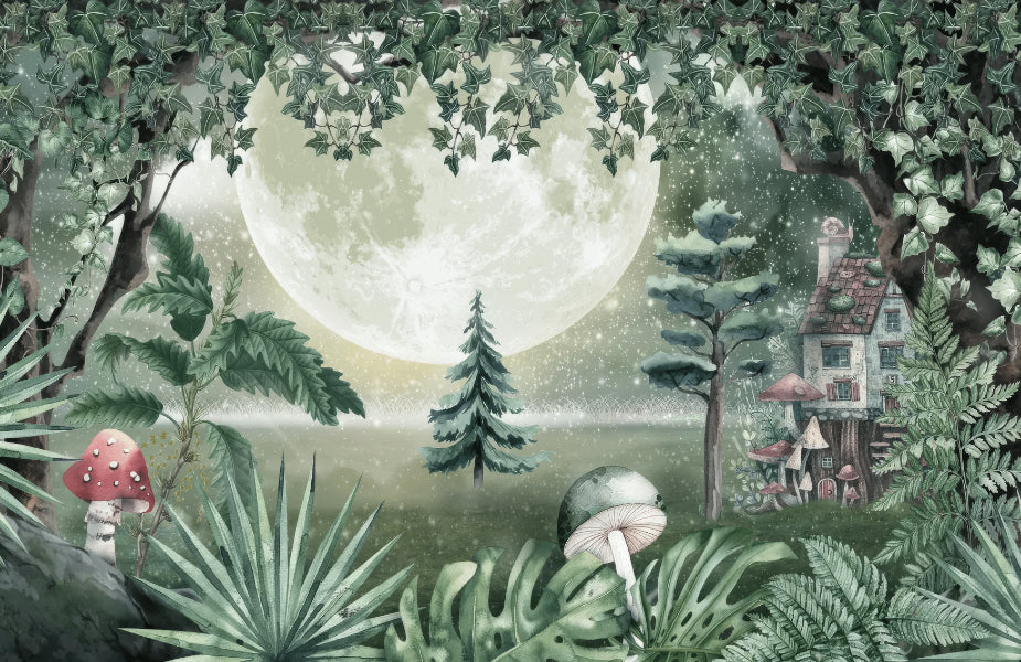 Green Magical Forest Wall Mural