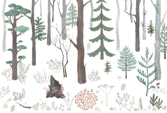 White Forest Wall Mural