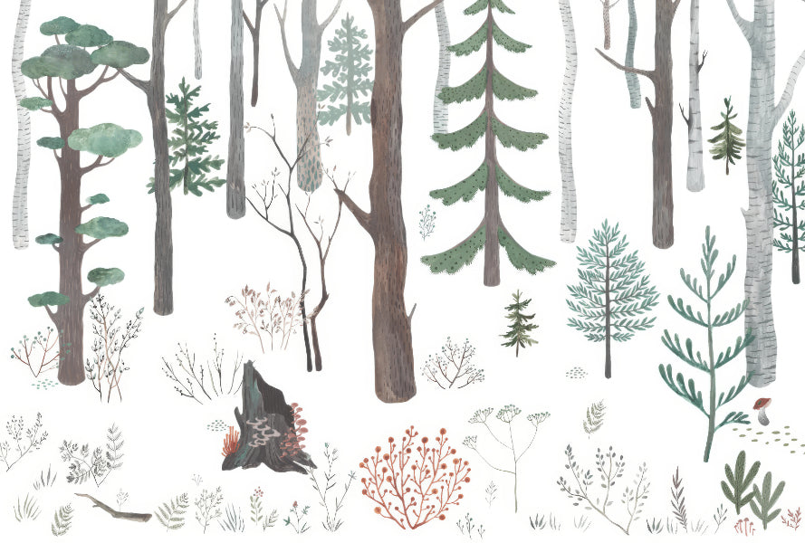 White Forest Wall Mural