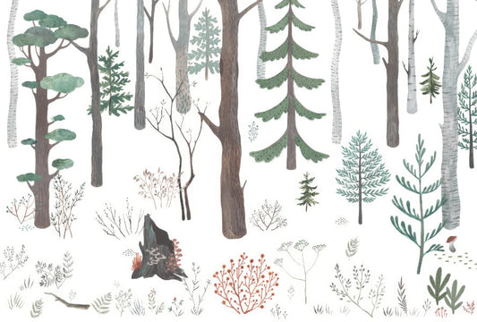 White Forest Wall Mural