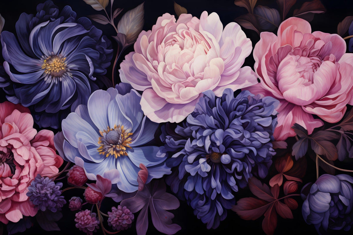 Aromatic Bouquet Wallpaper Mural in your room — zoomed