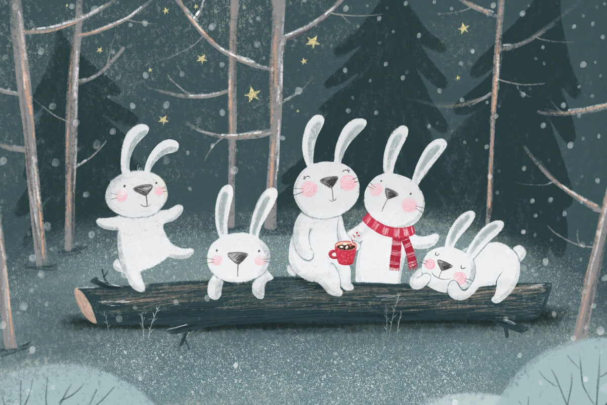 Bunnies Night Out Wall Mural