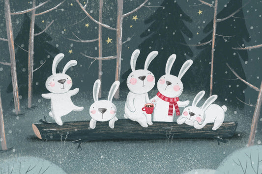 Bunnies Night Out Wall Mural