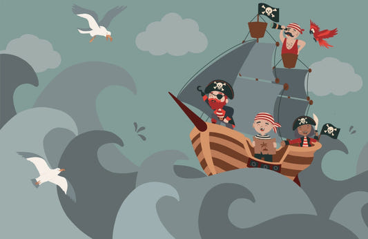Cartoon Pirate Ship Wallpaper Mural