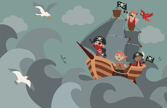 Cartoon Pirate Ship Wallpaper Mural