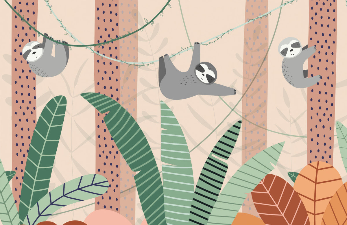 Cute Cartoon Sloth Mural in your room — zoomed