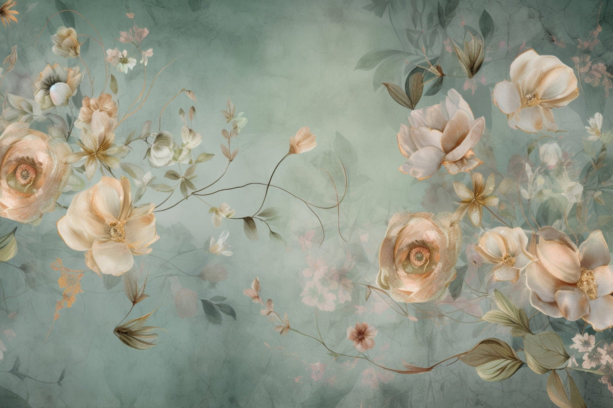 Delicate Blooming Flower Mural in your room — zoomed