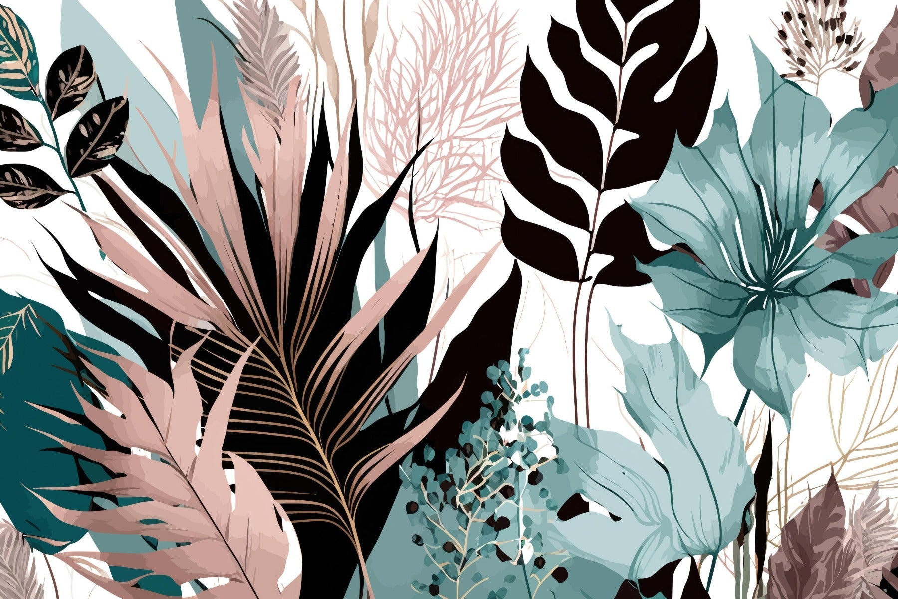 Elegant Floral Exotic Mural Wallpaper