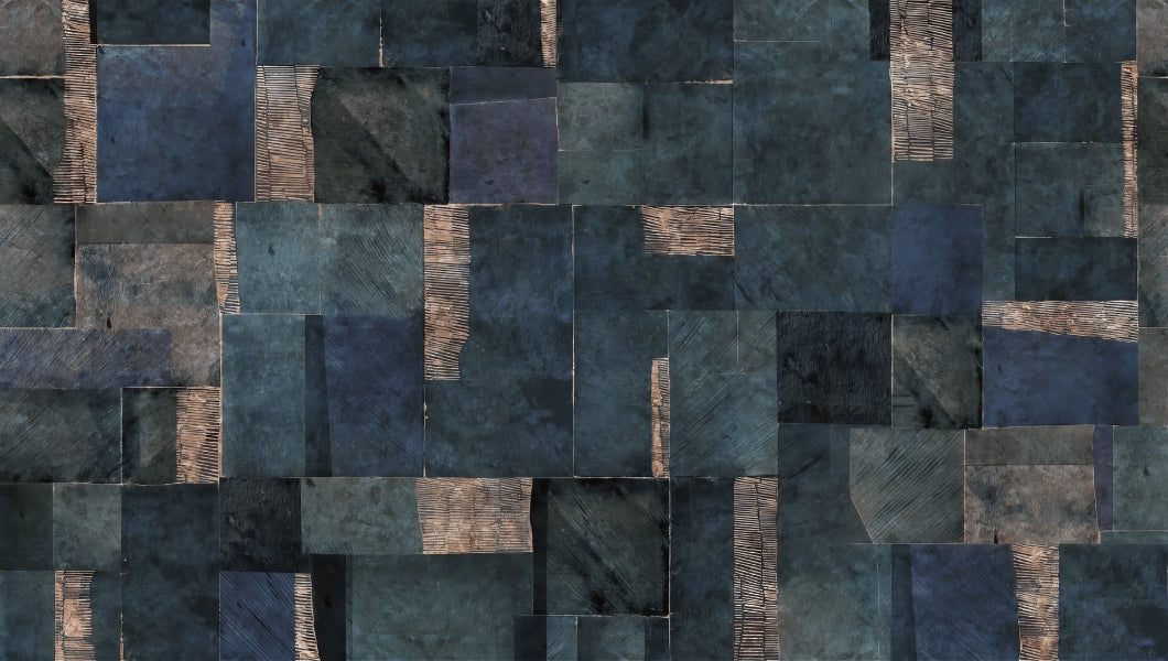 Blue Abstract Wallpaper Mural in your room — zoomed