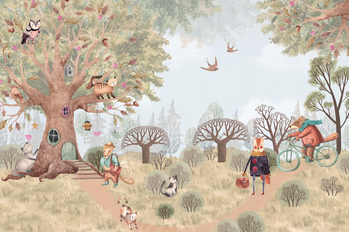 Fairy-tale Critter Countryside Mural in your room — zoomed