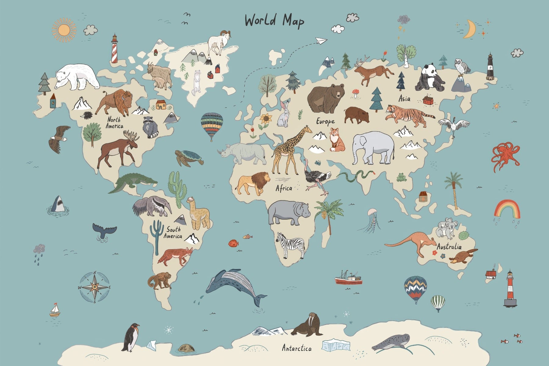 Animal Adventure Atlas Mural