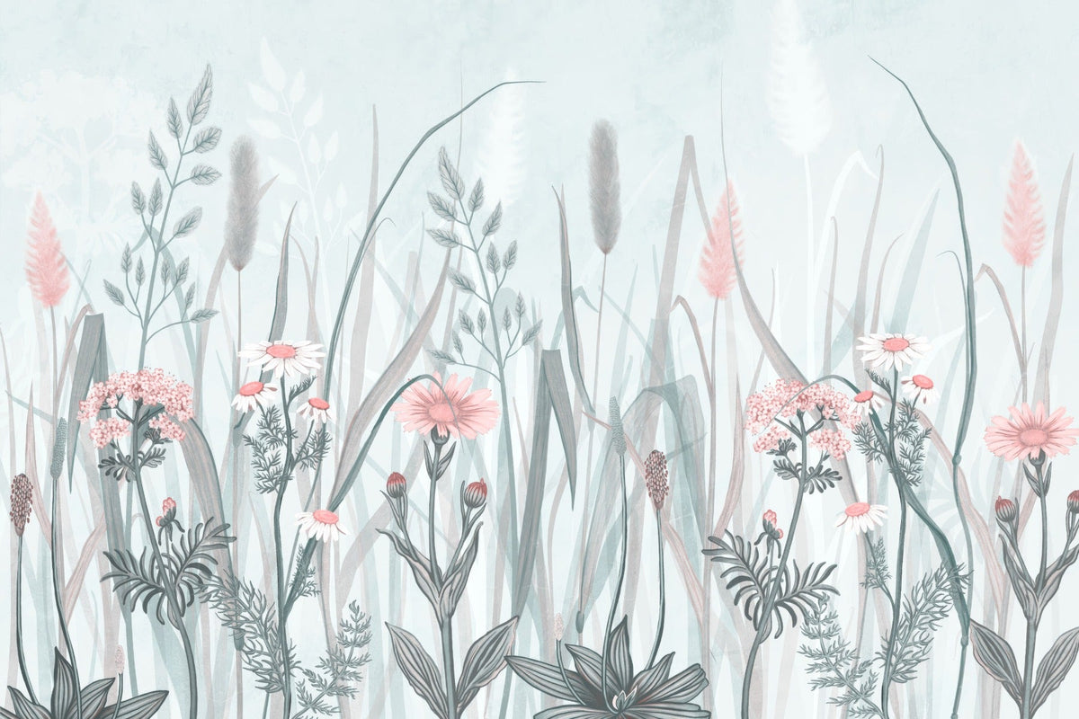 Ornate Painted Floral Pink Mural in your room — zoomed