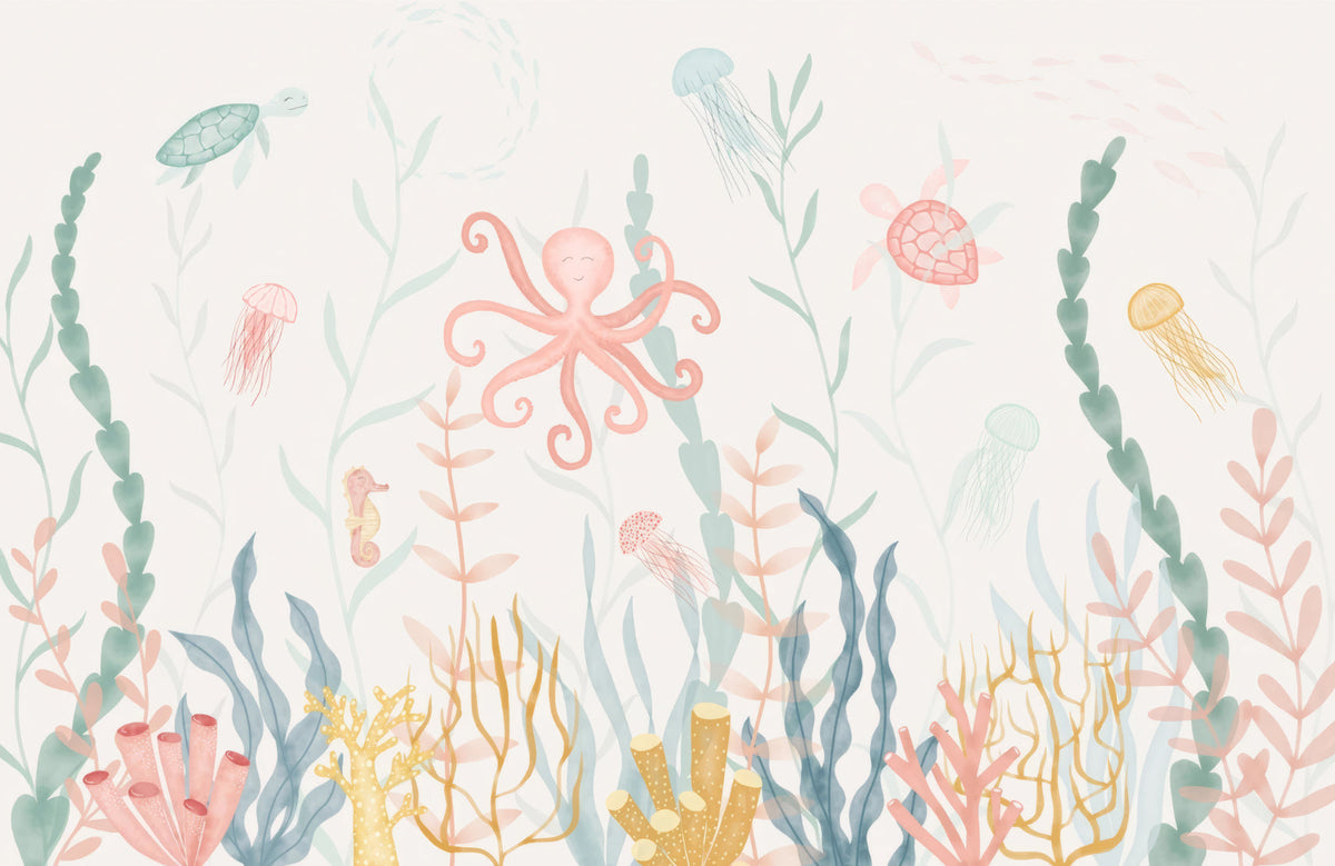 Pastel Marine Symphony Mural in your room — zoomed