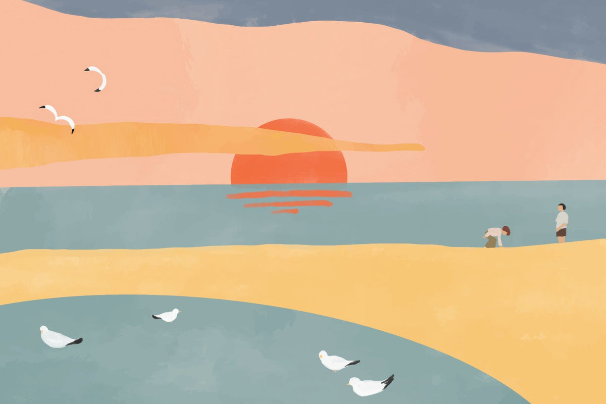 Sandy Sunrise Wallpaper Mural in your room — zoomed
