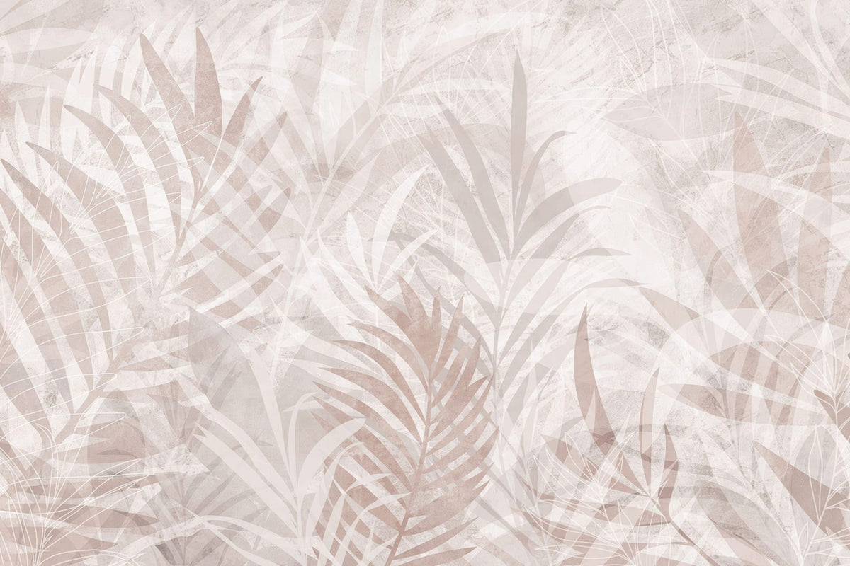 Scandinavian Leaf Elegance Mural in your room — zoomed