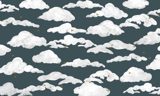 Blue White Clouds Wall Mural