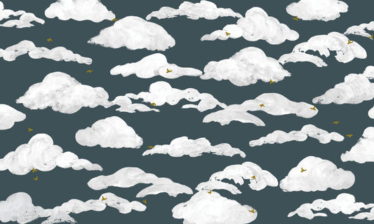 Blue White Clouds Wall Mural