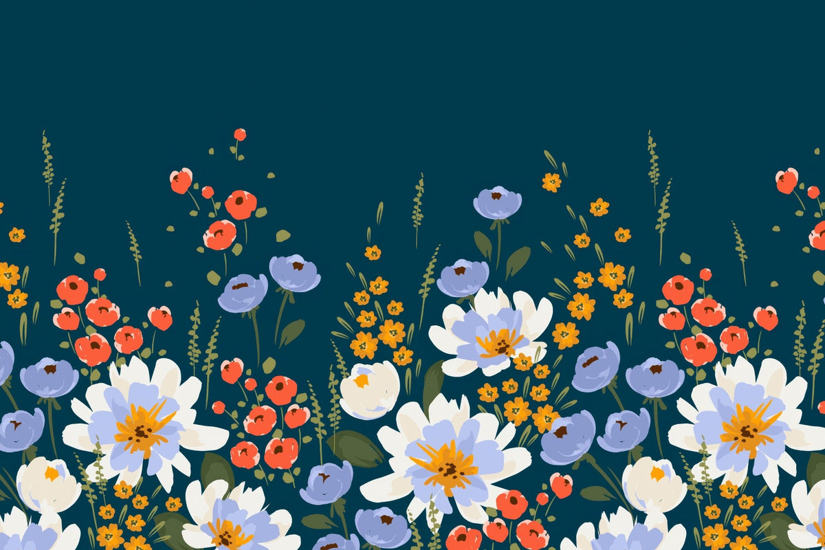 Midnight Garden Floral Mural in your room — zoomed