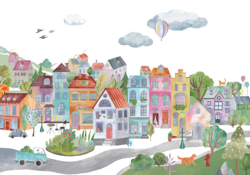 Vibrant City Wall Mural in your room — zoomed