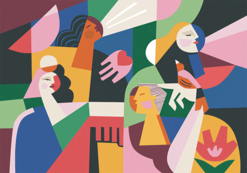 Colorful Fashionable Women Mural in your room — zoomed