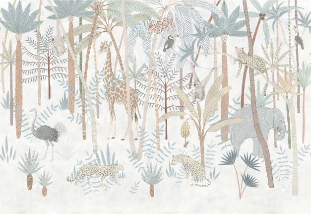 Tropical Mirage Fauna Mural in your room — zoomed