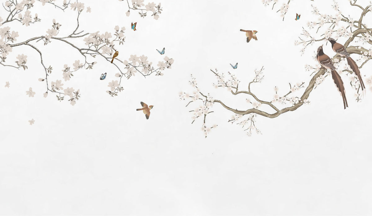 Floral Perch Wall Mural in your room — zoomed