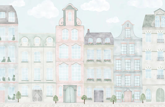 Kids City Watercolor Mural