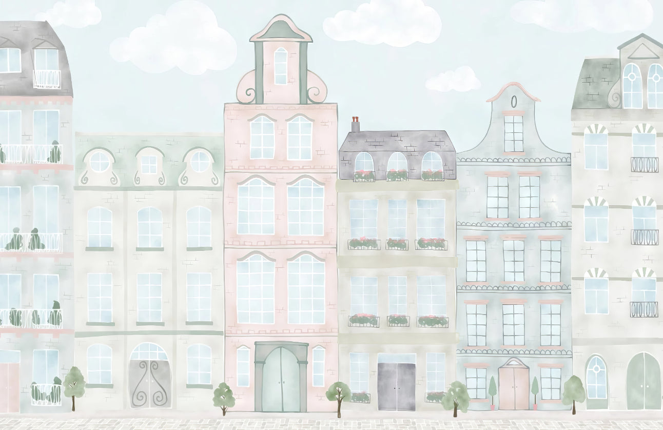 Kids City Watercolor Mural