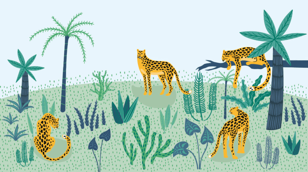 Abstract Leopard Jungle Mural