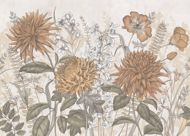 Rustic Botanical Artistry Mural