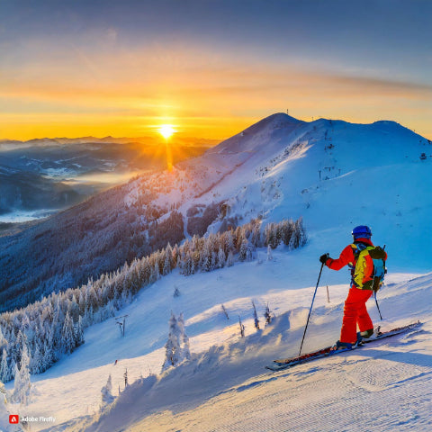 Alpine Dawn Skiing Adventure Mural