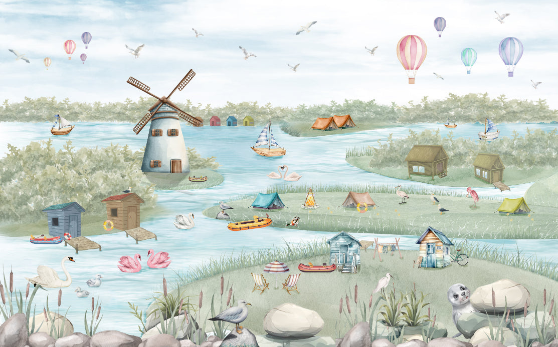 Breezy Shores Wall Mural in your room — zoomed