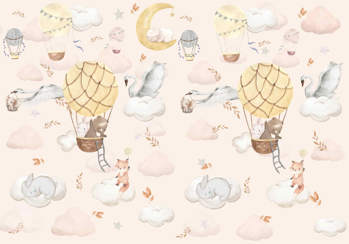 Whimsical Flight Animal Mural in your room — zoomed