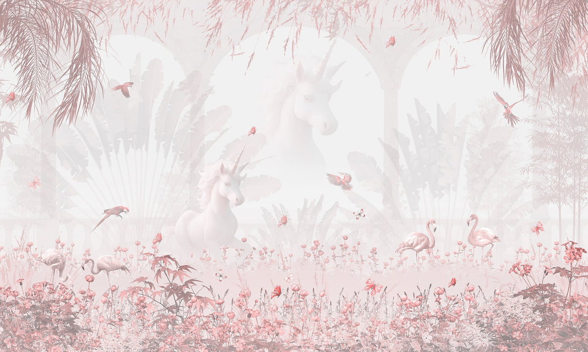 Serenity Blush Forest Mural in your room — zoomed