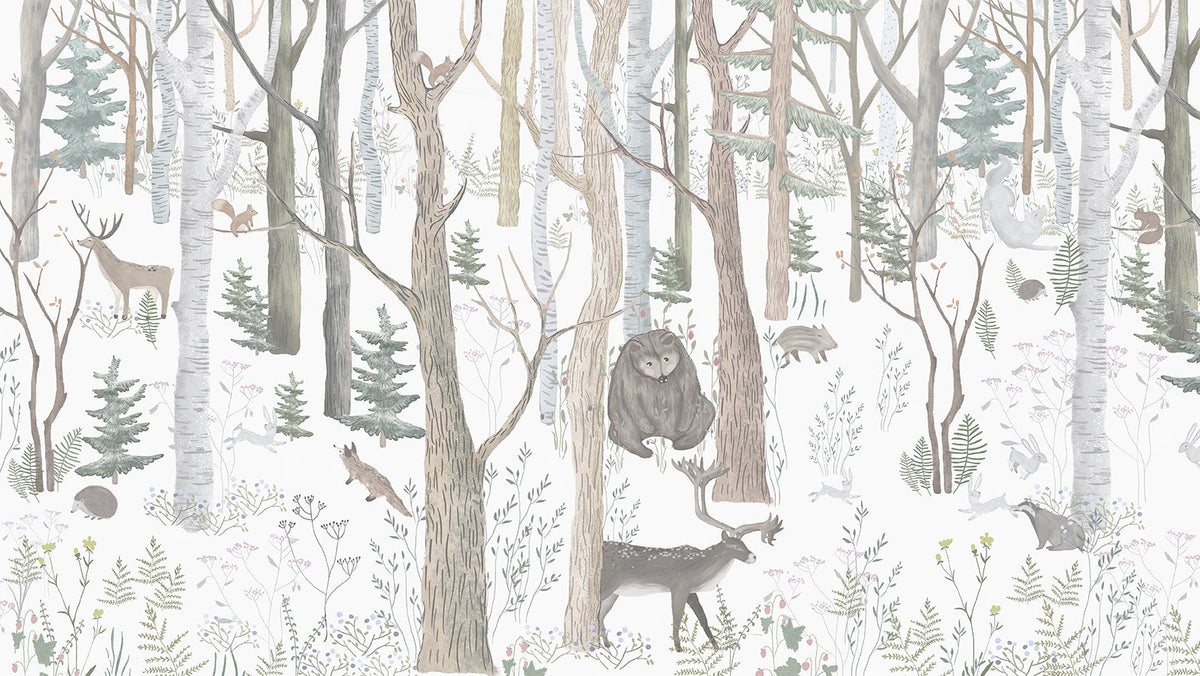 Mystical Forest Scene Wall Mural in your room — zoomed