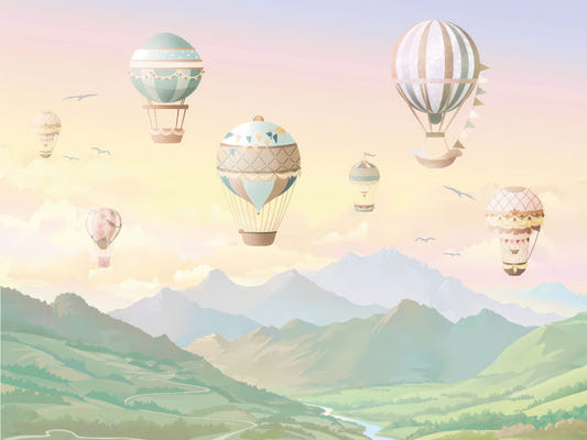 Watercolor Hot Air Balloons Wallpaper
