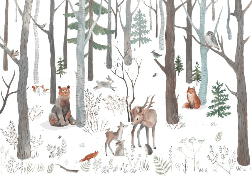 Enchanted White Forest Wall Mural