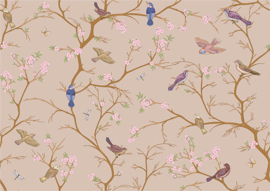 Beige Chinoiserie Wallpaper Mural