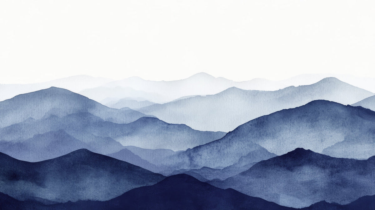 Watercolor Blue Mountain Wallpaper