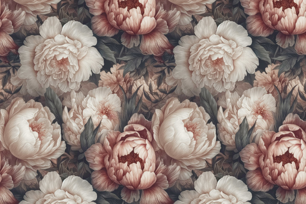 Peony Flower Wallpaper Mural in your room — zoomed
